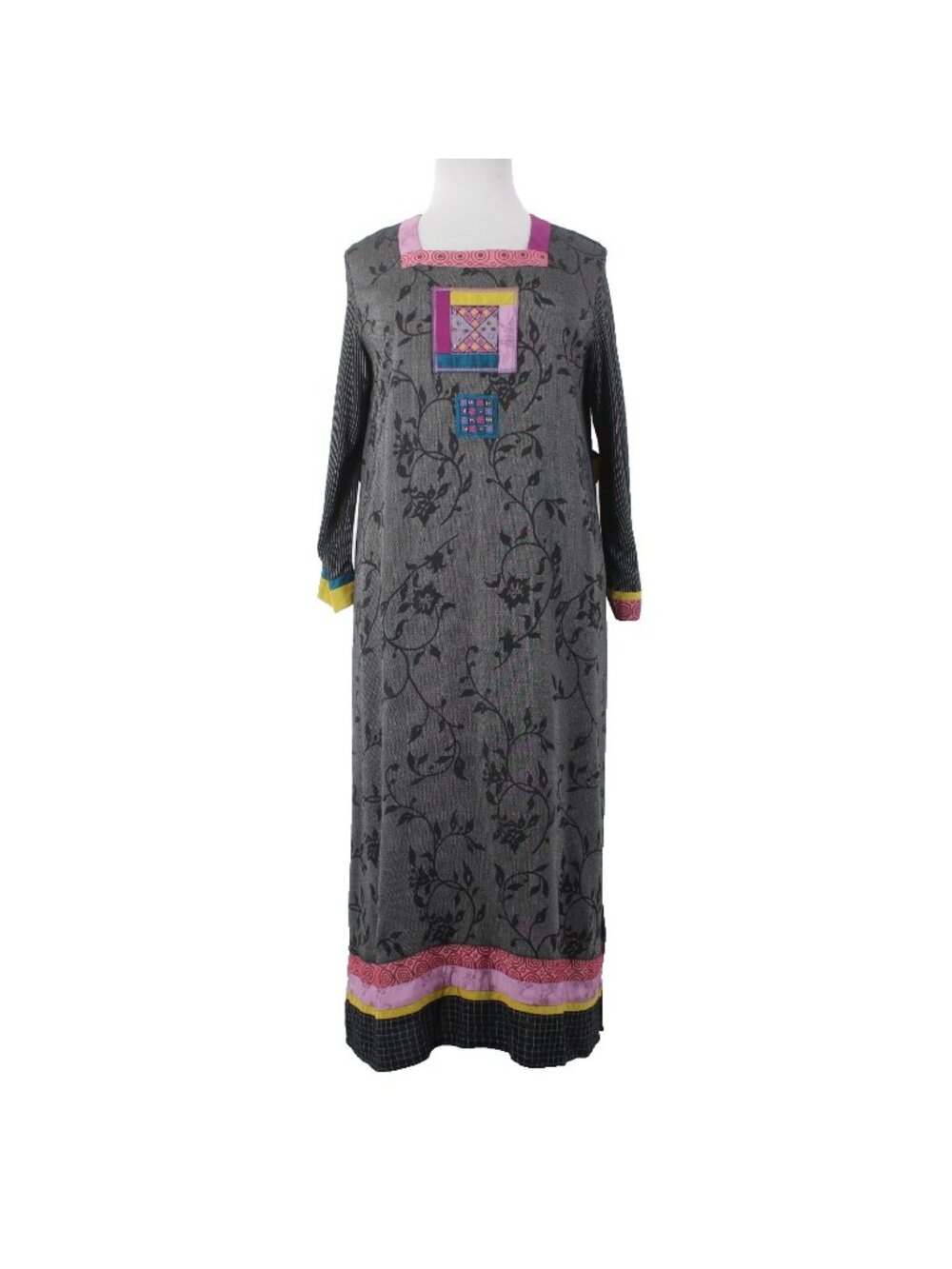 Faith Celia Forrester Dress Sz XL Black Gray Multi Colored 100% Rayon Dress